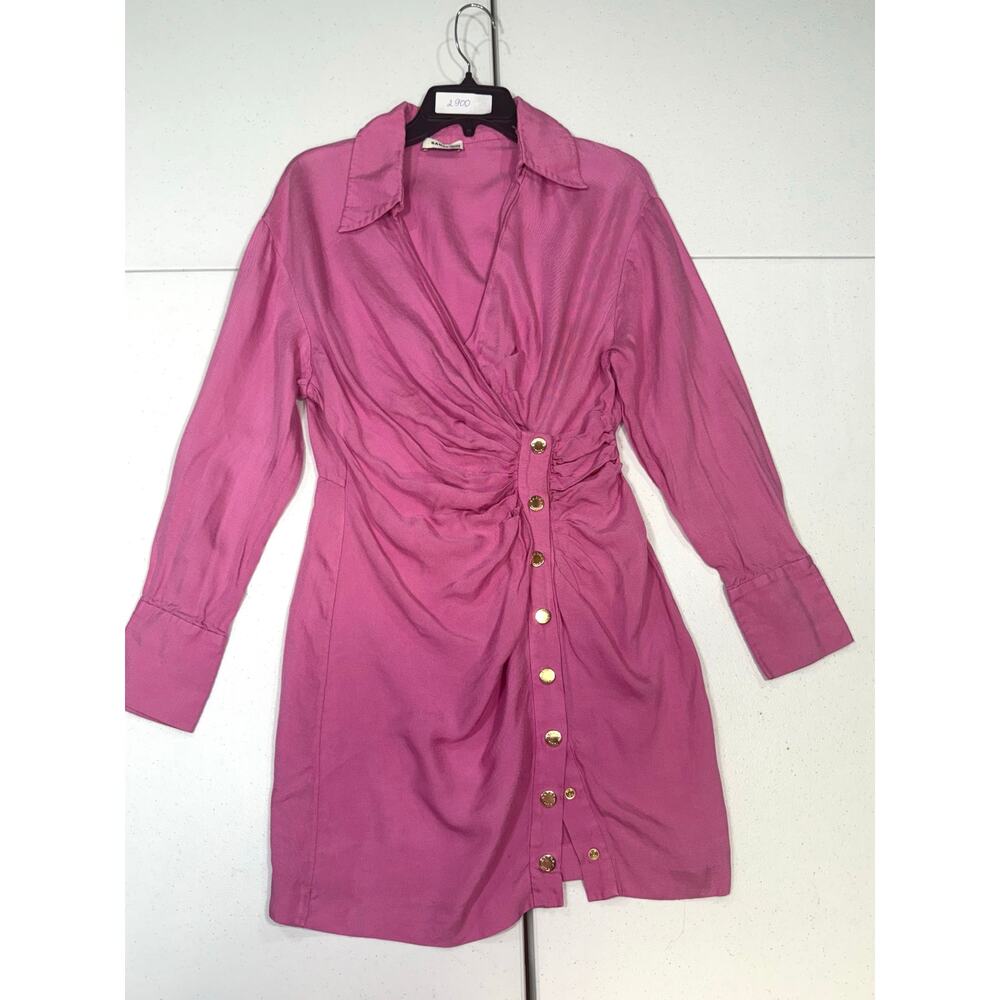 Sandro Elvira pink ruched mini dress long sleeve size 38 ( 4-6 ) - Picture 3 of 6